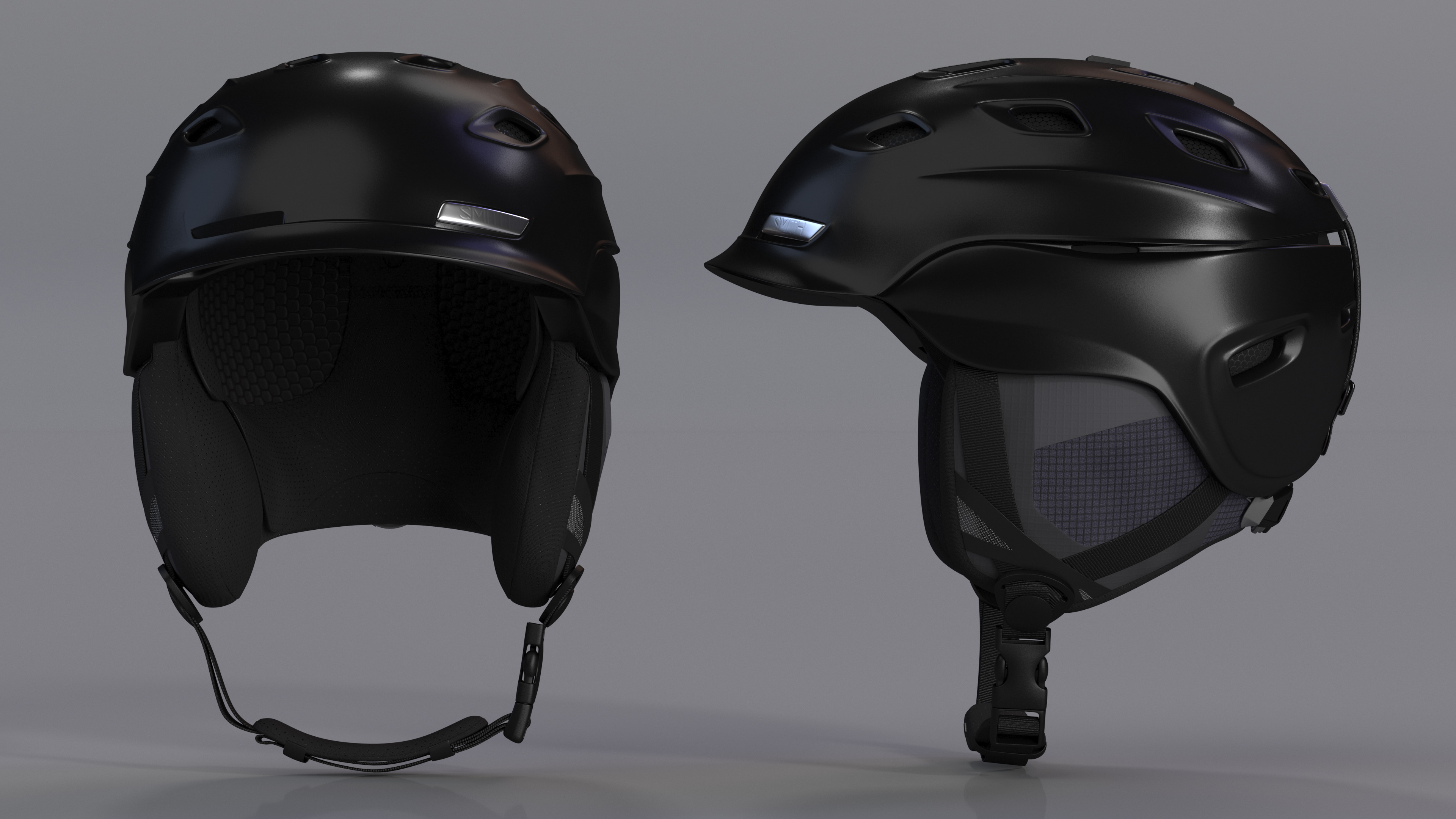3D Mens Snow Helmet Matte Black model