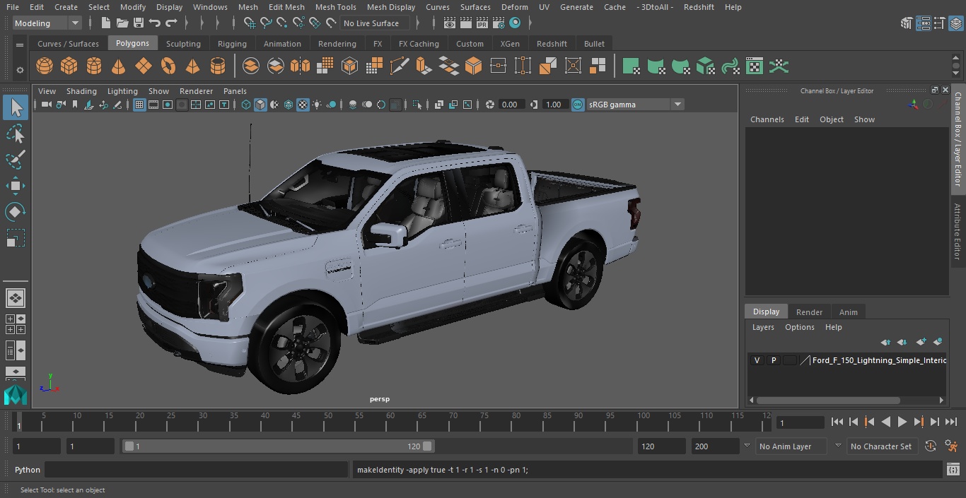 3D Ford F-150 Lightning Simple Interior
