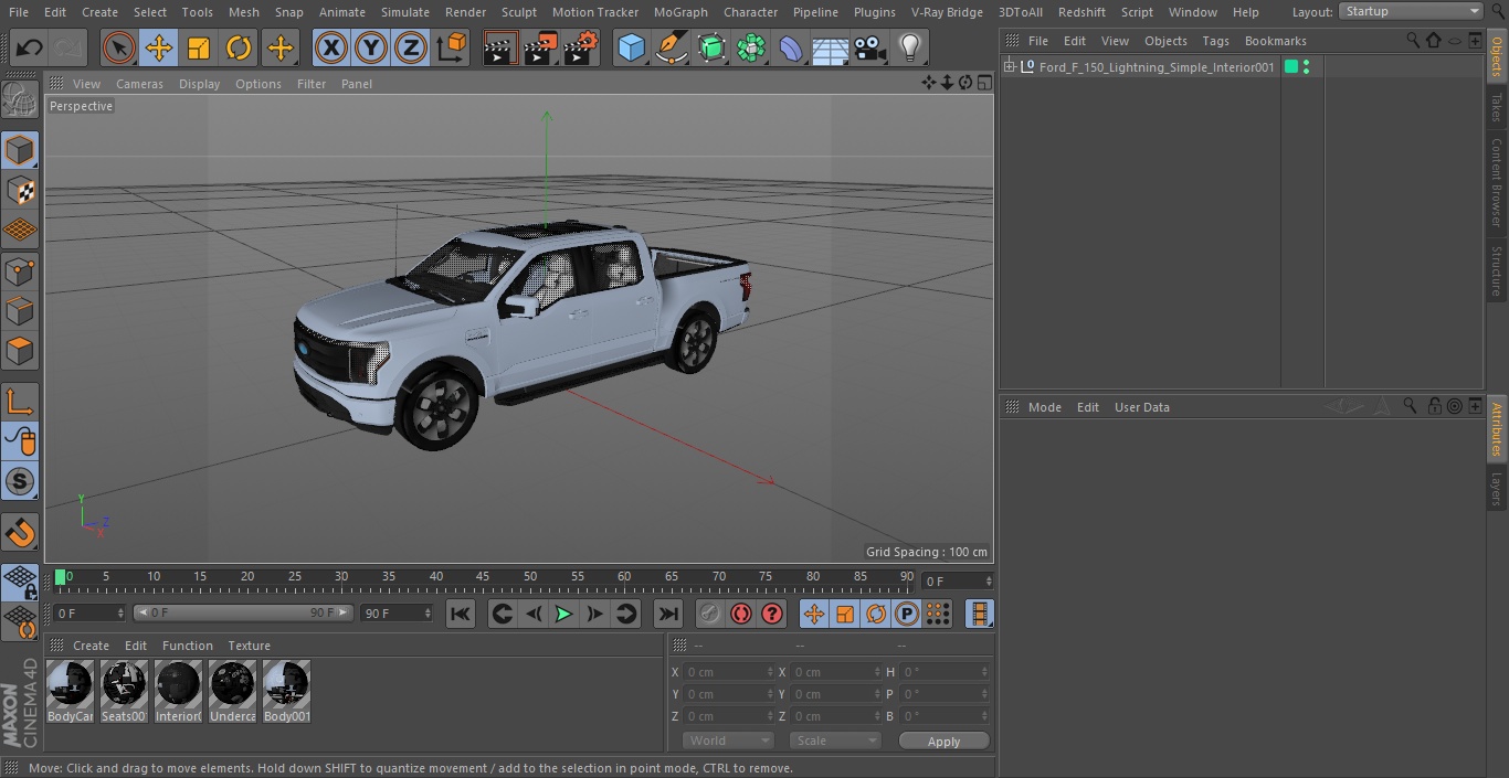 3D Ford F-150 Lightning Simple Interior