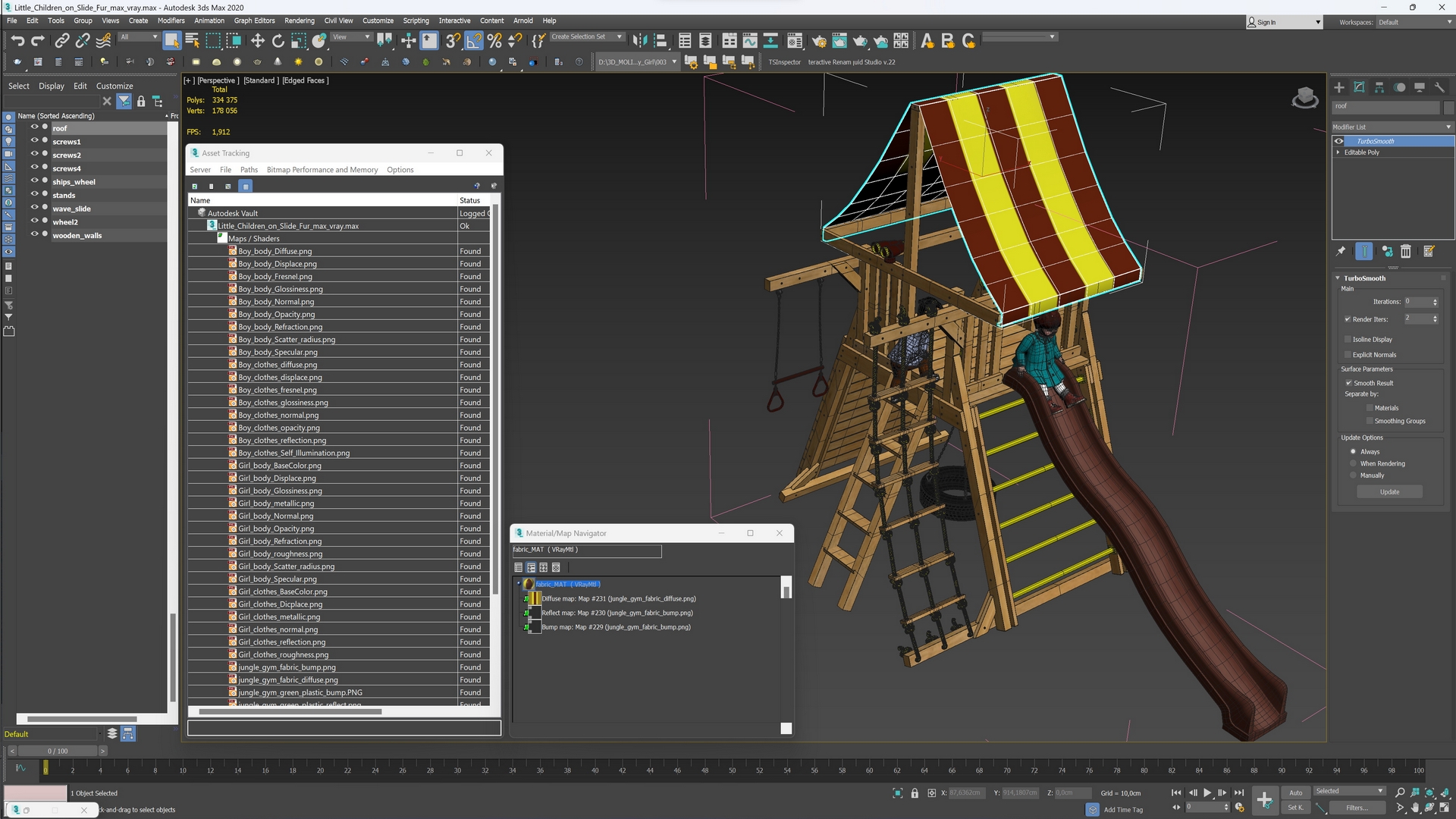 3D Little Children on Slide Fur model