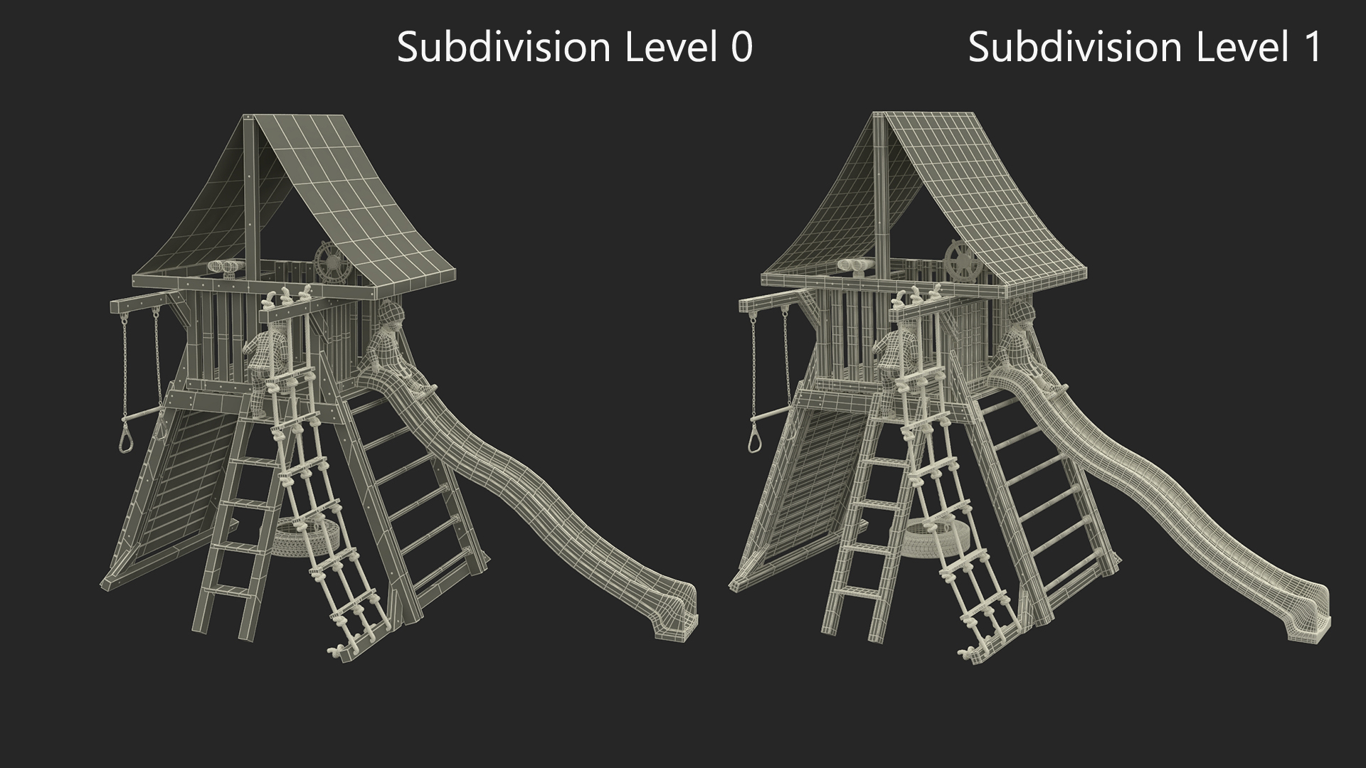 3D Little Children on Slide Fur model
