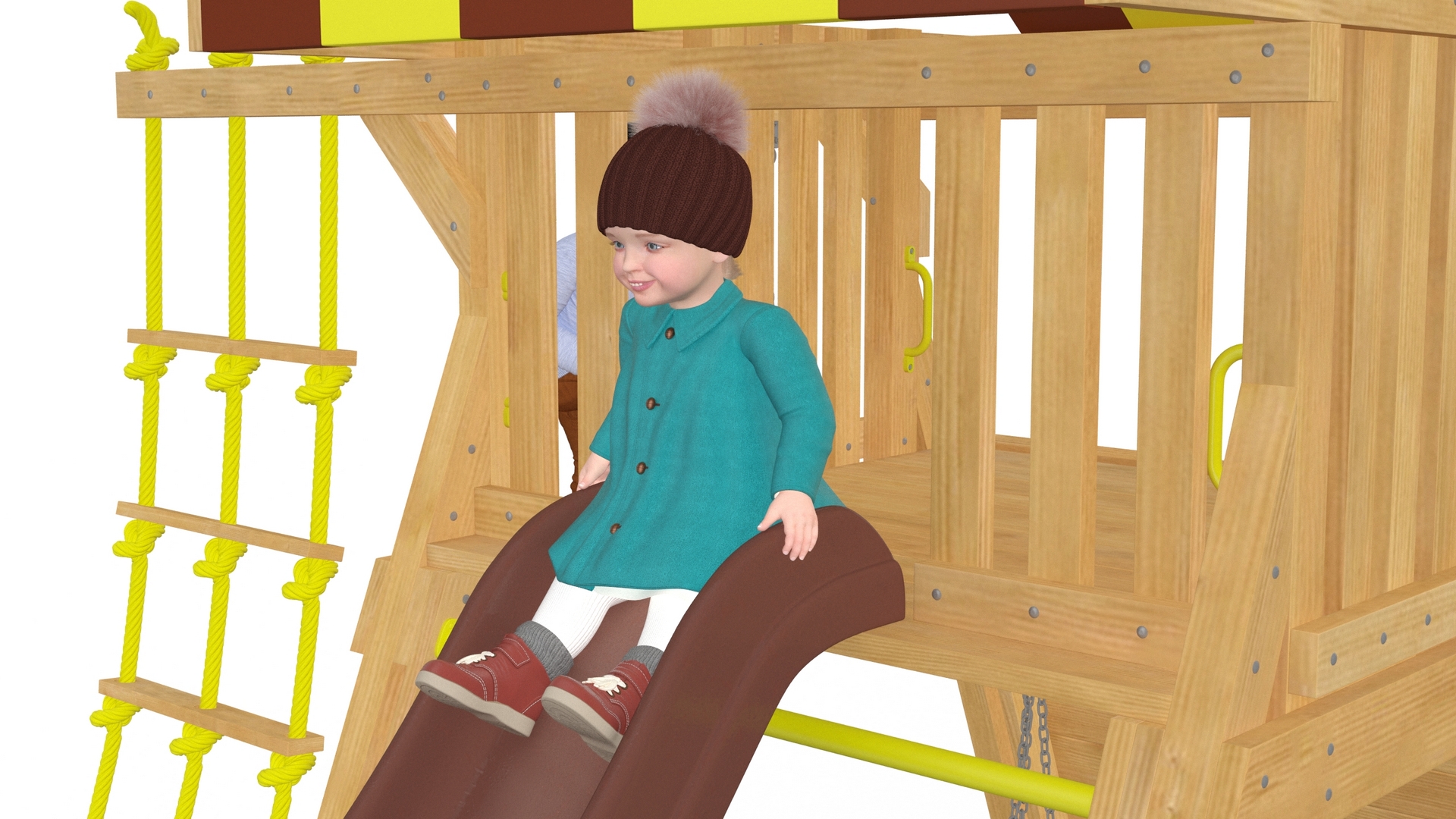 3D Little Children on Slide Fur model