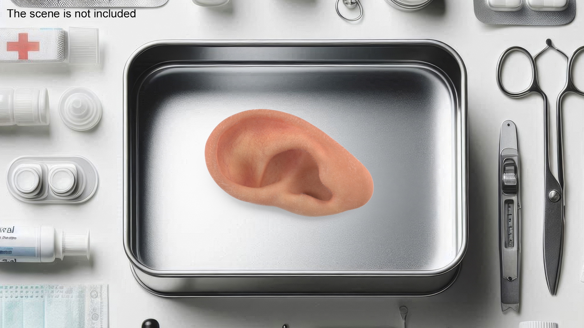 3D Realistic Human Ear Left Fur model