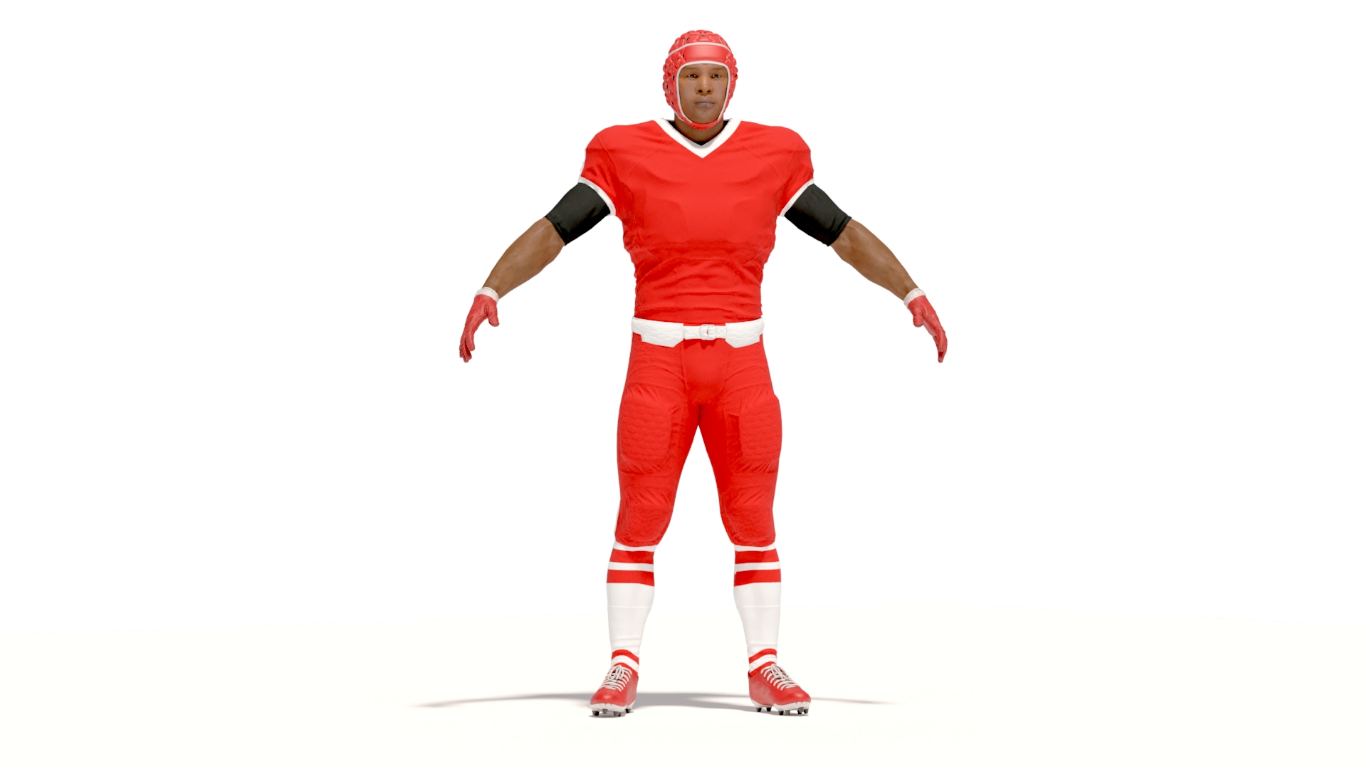3D Uniform Black Man Football Player with Rugby Helmet Headguard A-Pose model