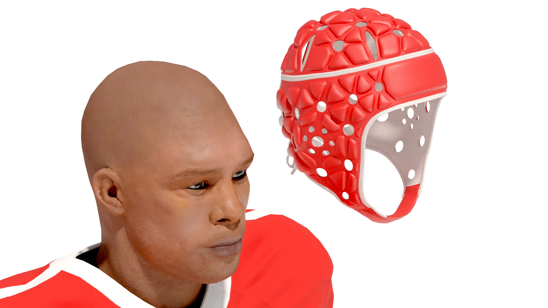 3D Uniform Black Man Football Player with Rugby Helmet Headguard A-Pose model