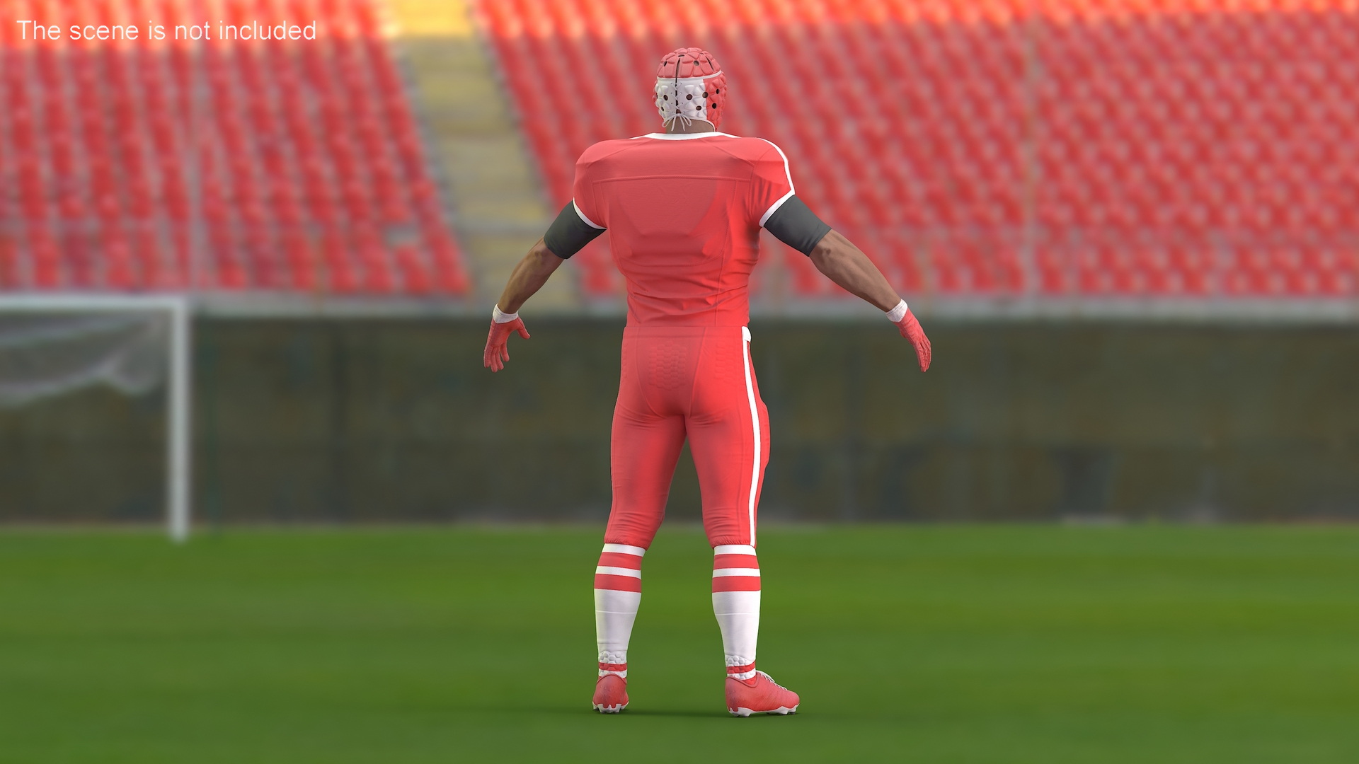 3D Uniform Black Man Football Player with Rugby Helmet Headguard A-Pose model