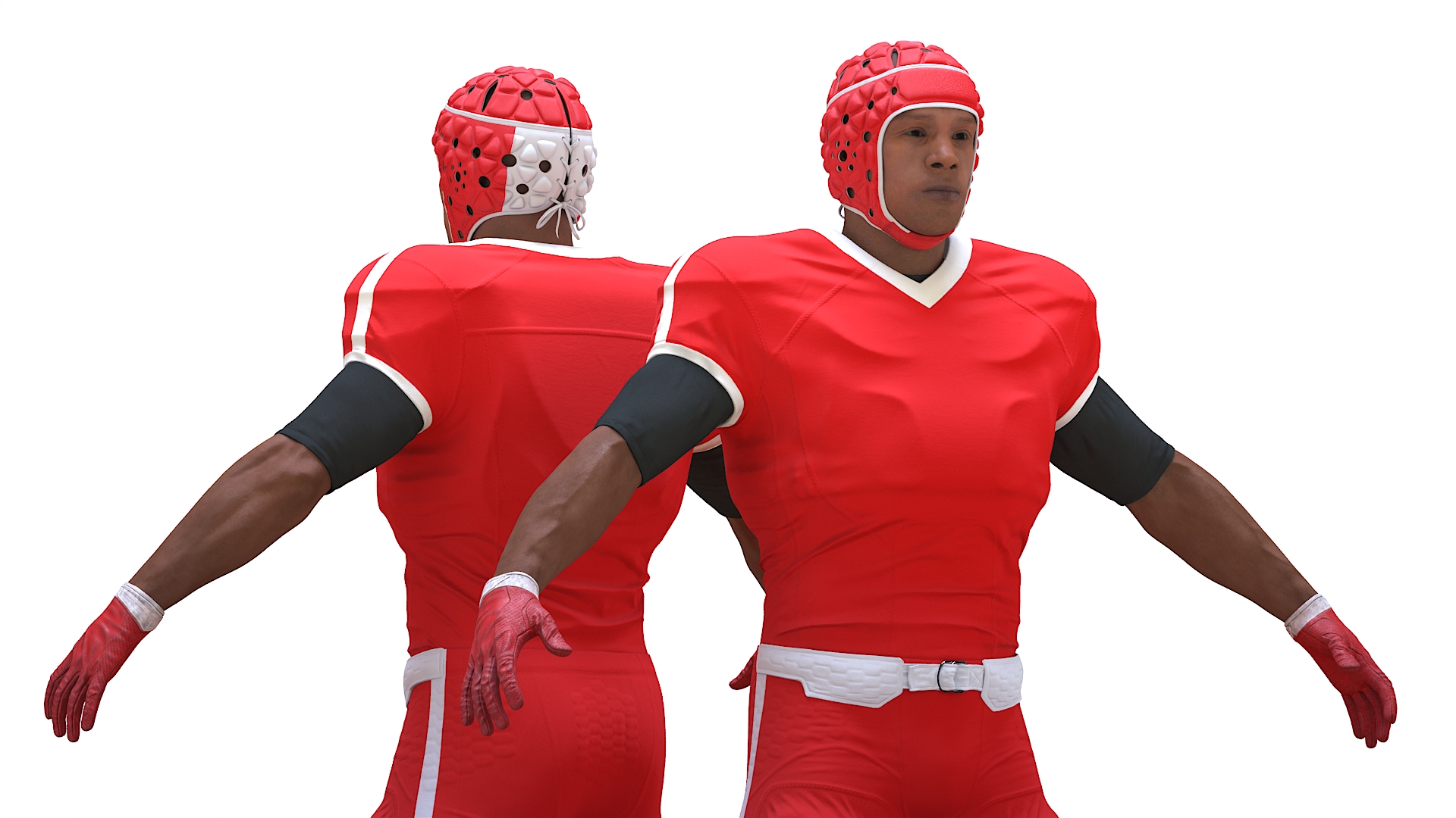 3D Uniform Black Man Football Player with Rugby Helmet Headguard A-Pose model