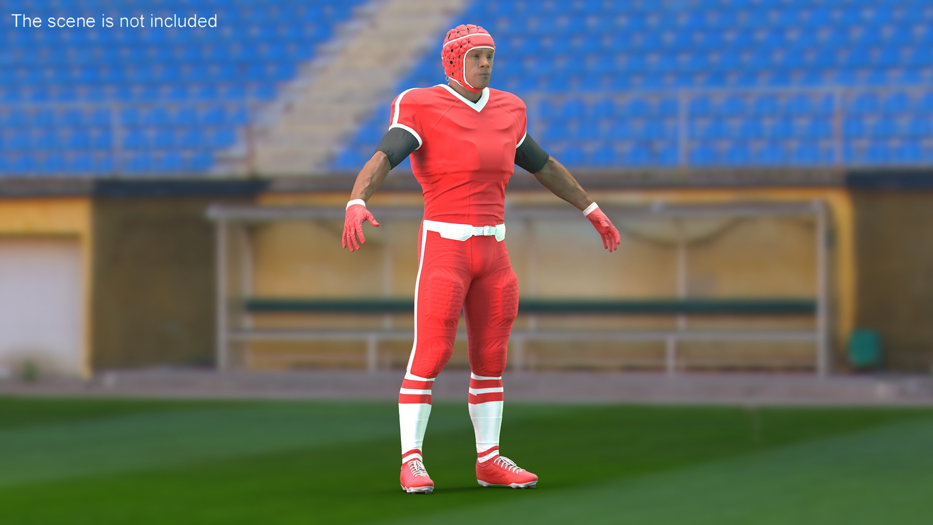 3D Uniform Black Man Football Player with Rugby Helmet Headguard A-Pose model