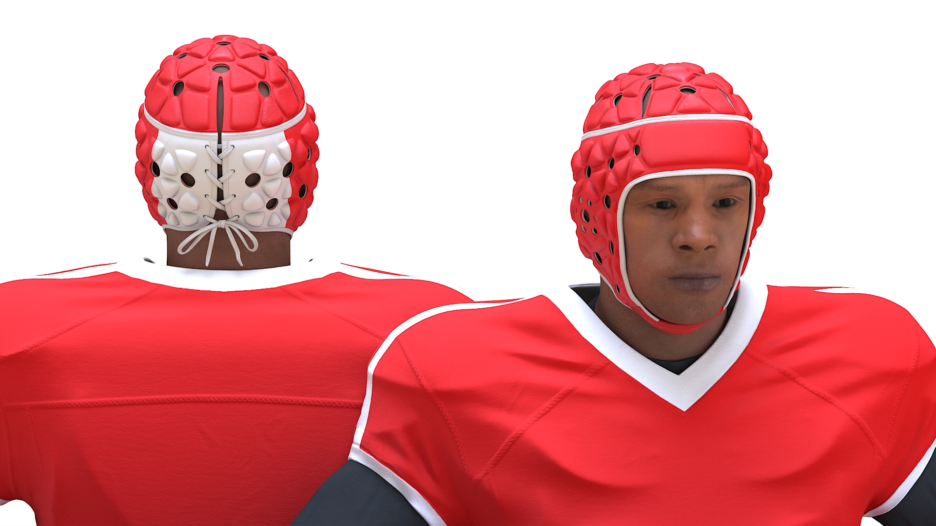 3D Uniform Black Man Football Player with Rugby Helmet Headguard A-Pose model