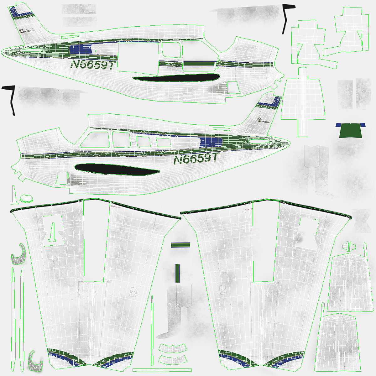 Light Aircraft Beechcraft Bonanza Rigged for Maya 3D model