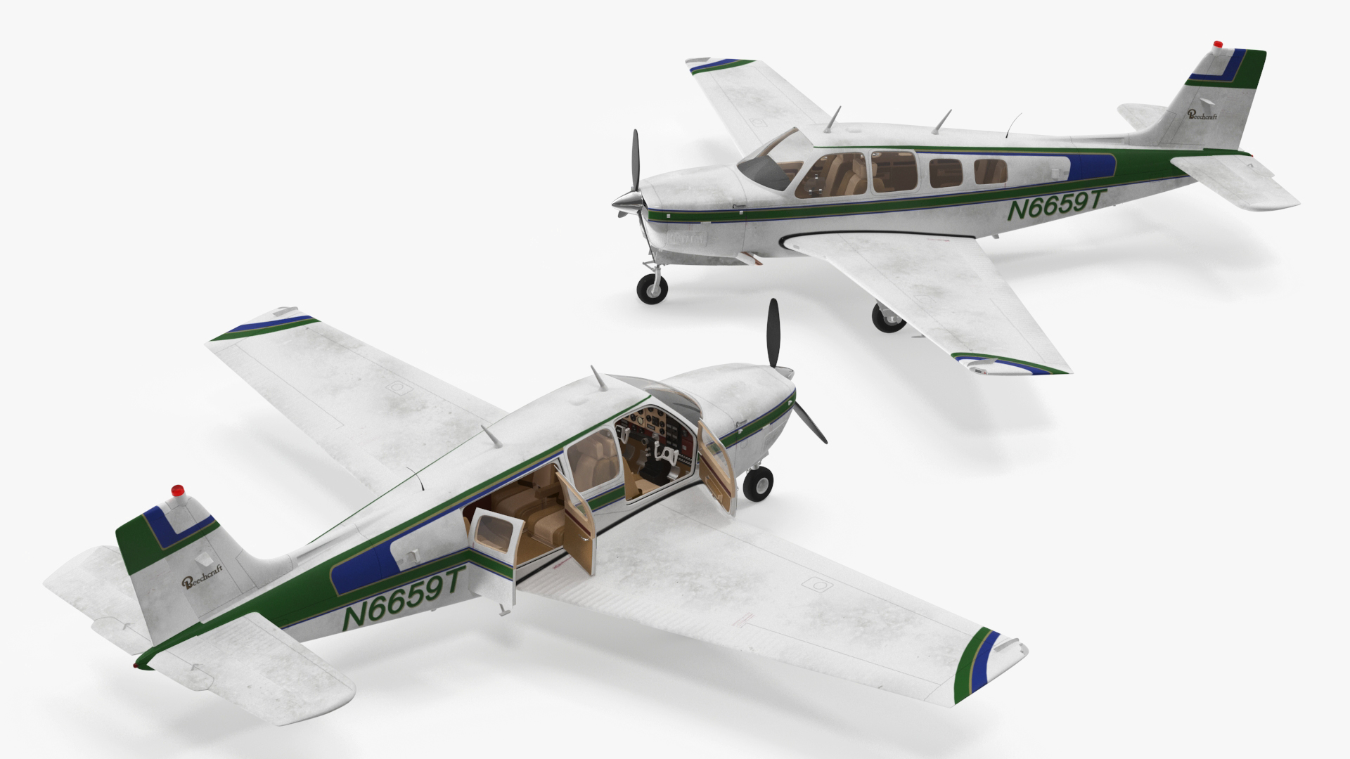 Light Aircraft Beechcraft Bonanza Rigged for Maya 3D model