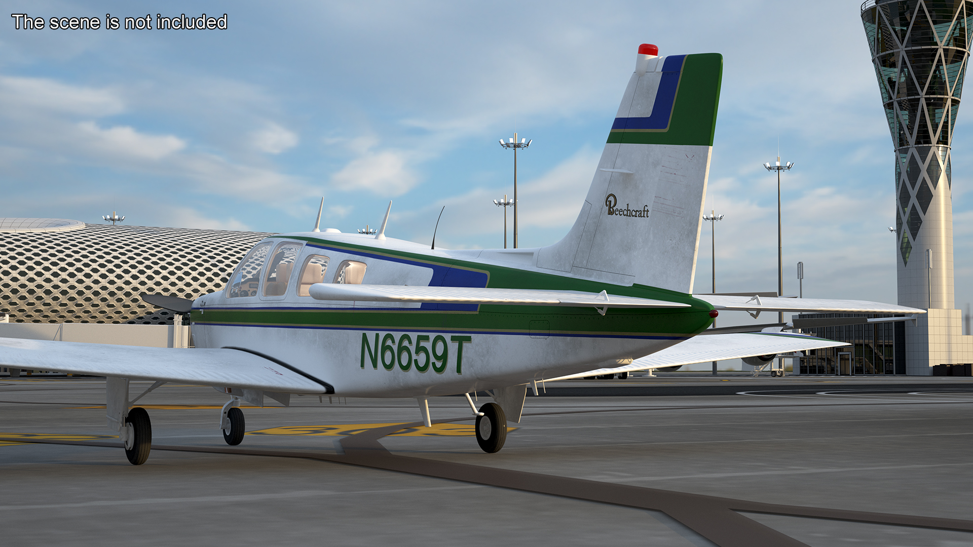 Light Aircraft Beechcraft Bonanza Rigged for Maya 3D model