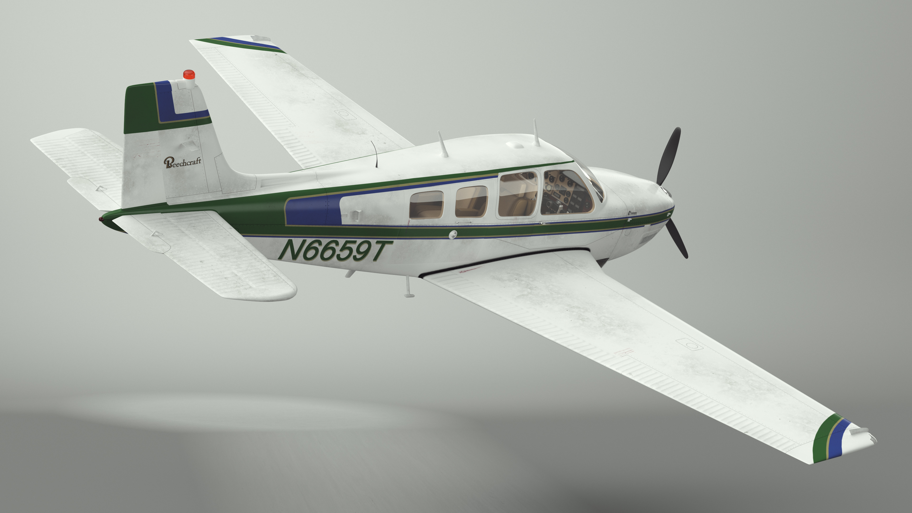 Light Aircraft Beechcraft Bonanza Rigged for Maya 3D model