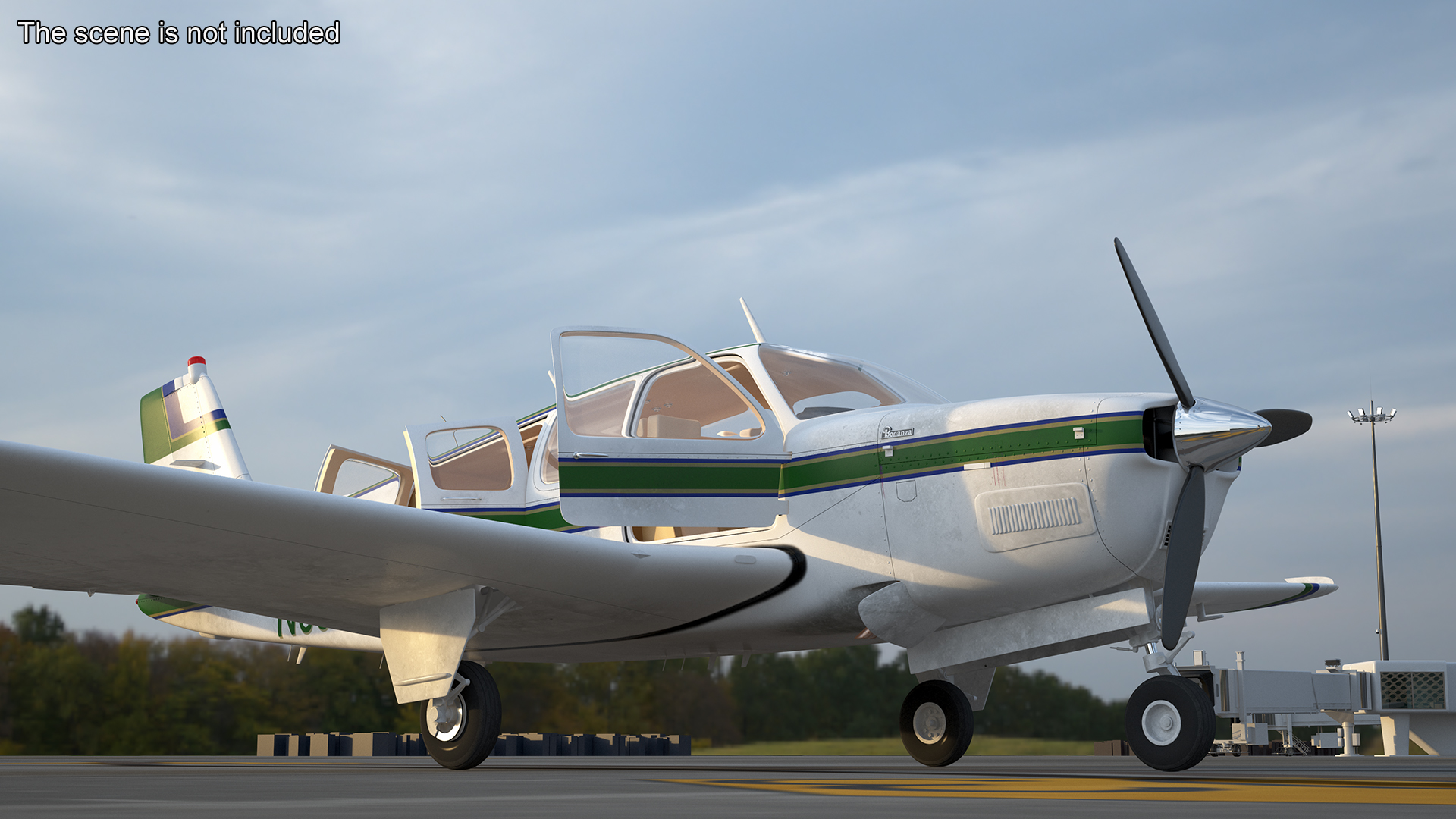 Light Aircraft Beechcraft Bonanza Rigged for Maya 3D model