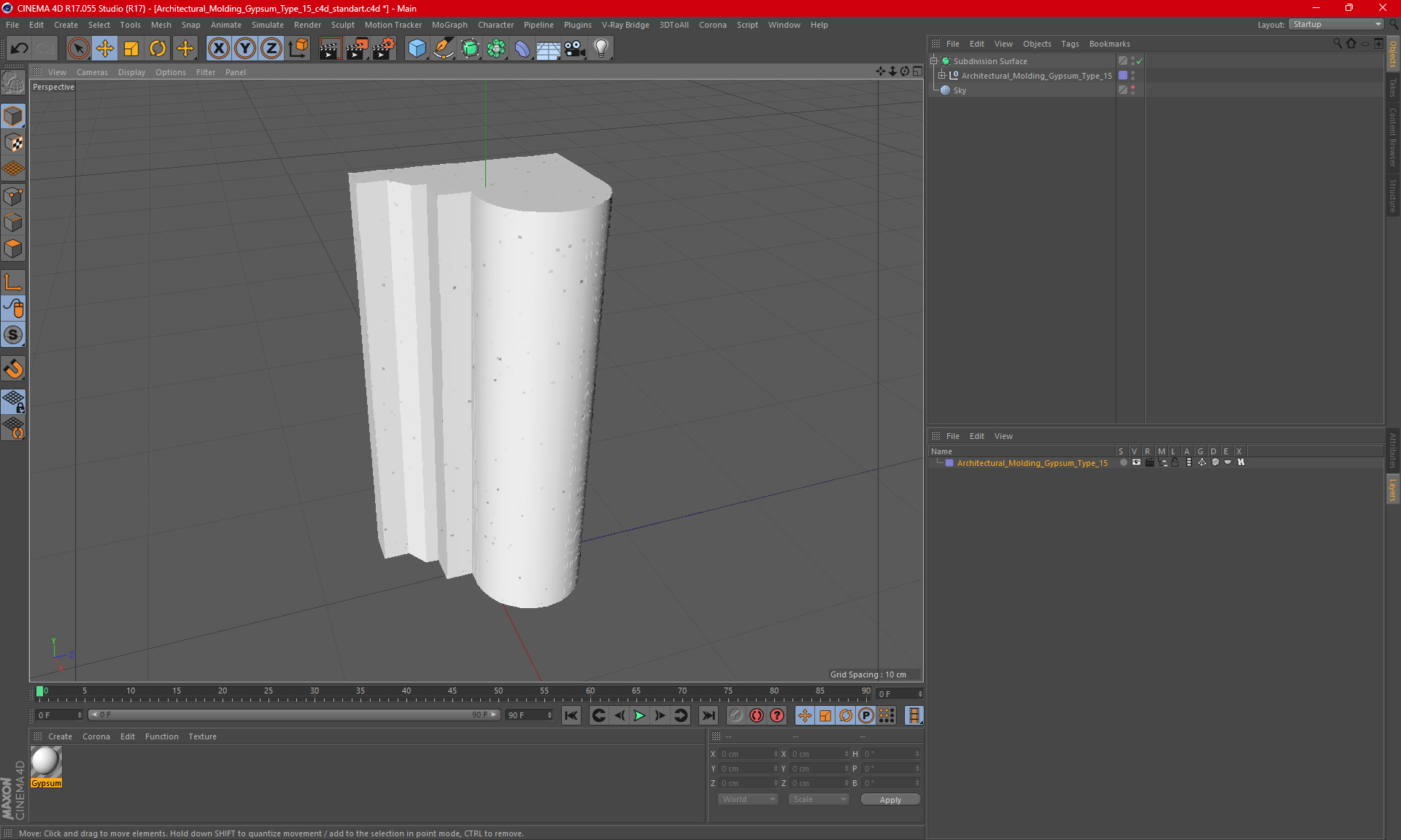 3D Architectural Molding Gypsum Type 15