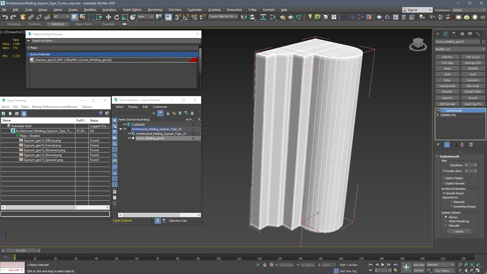 3D Architectural Molding Gypsum Type 15