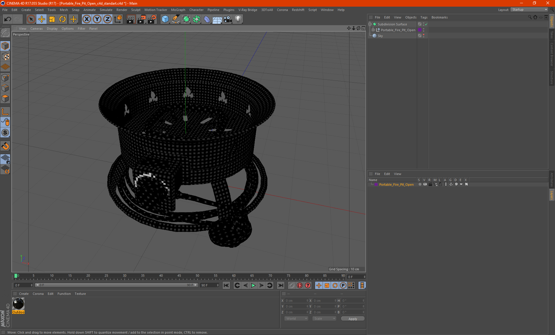 Portable Fire Pit Open 3D