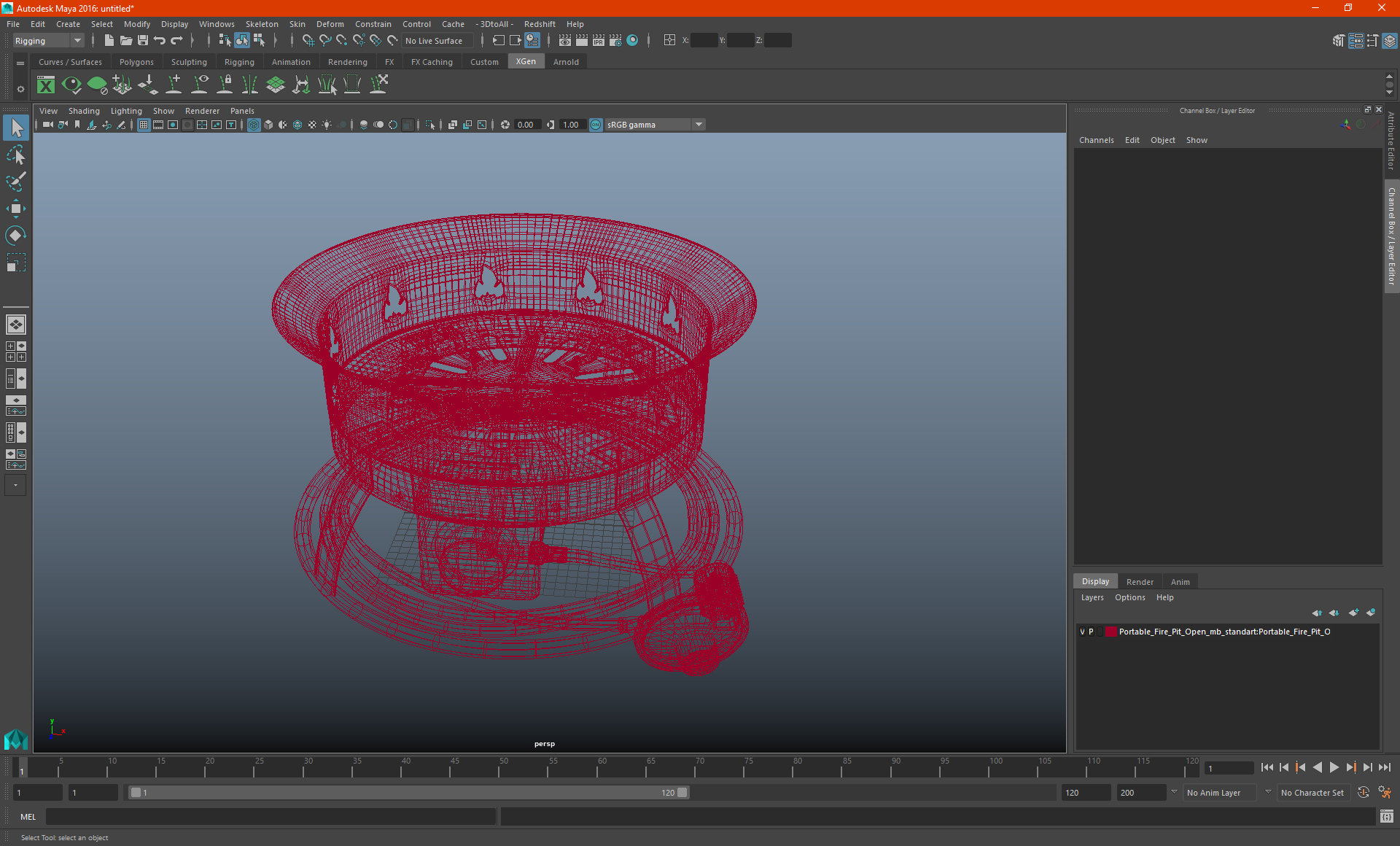 Portable Fire Pit Open 3D