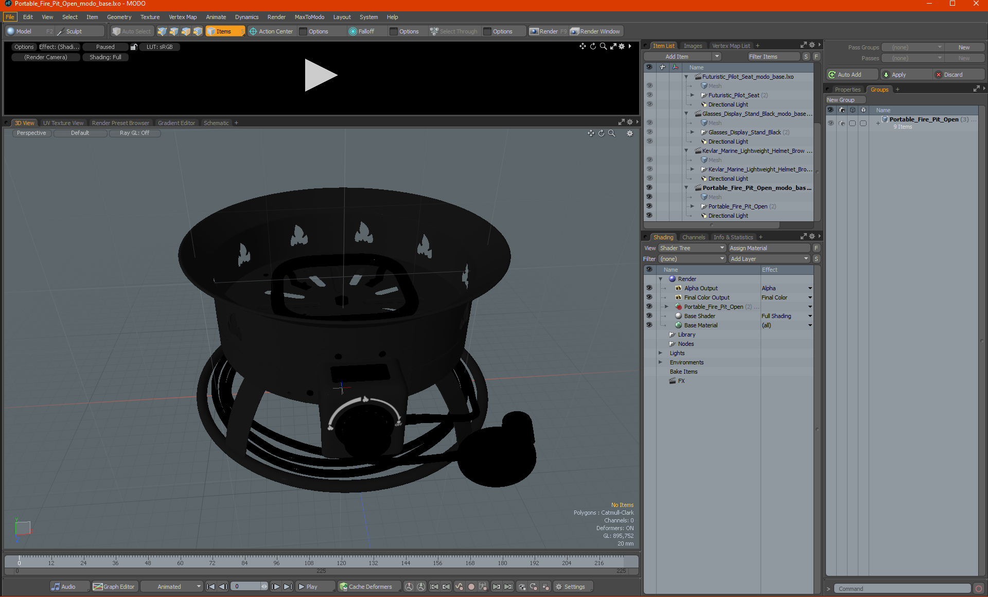 Portable Fire Pit Open 3D
