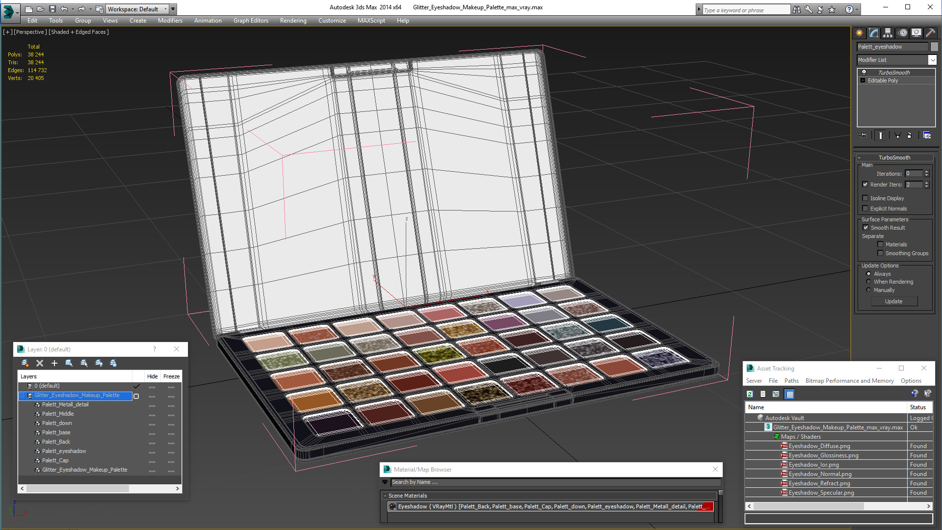 Glitter Eyeshadow Makeup Palette 3D