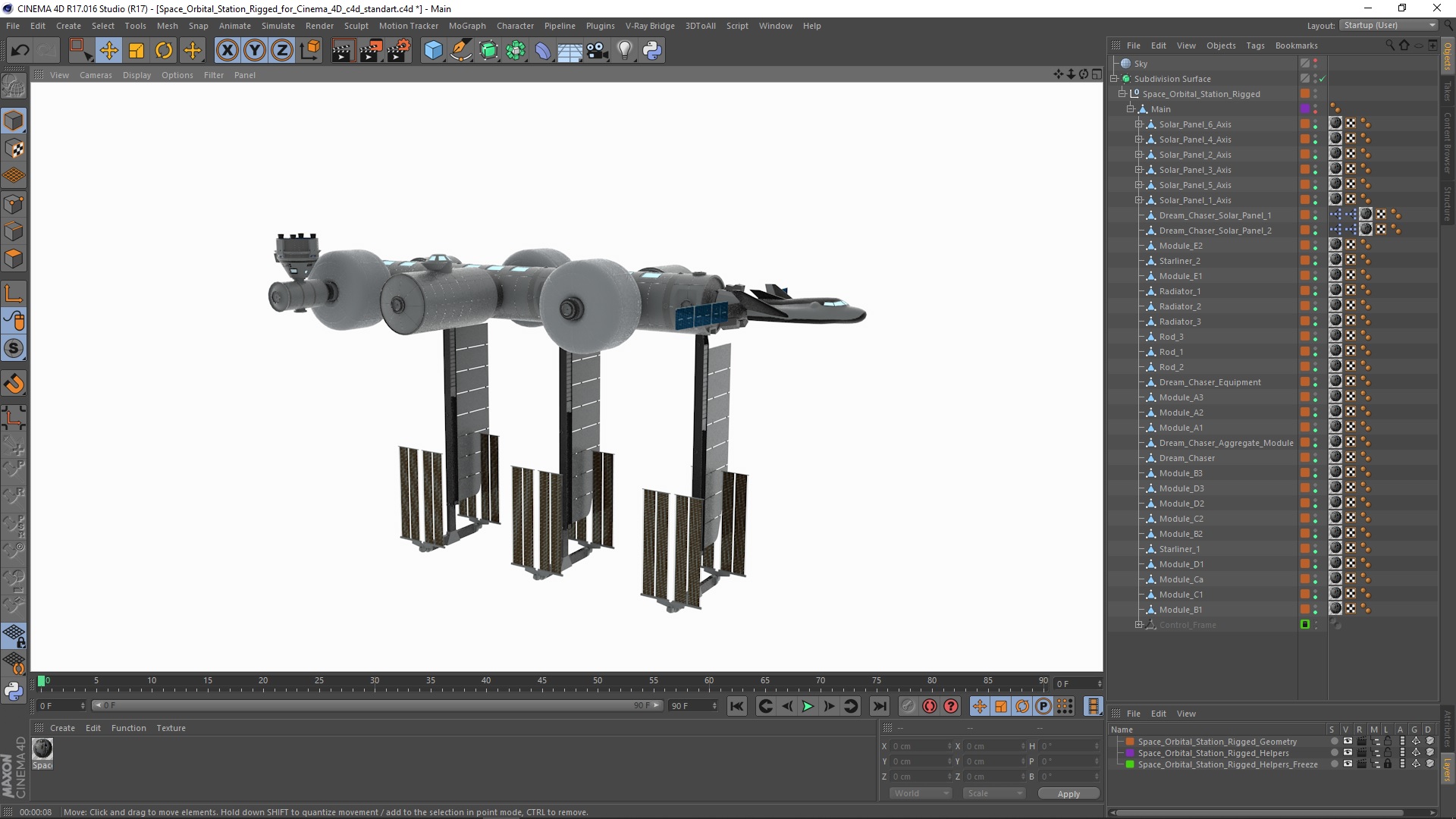 Space Orbital Station Rigged for Cinema 4D 3D