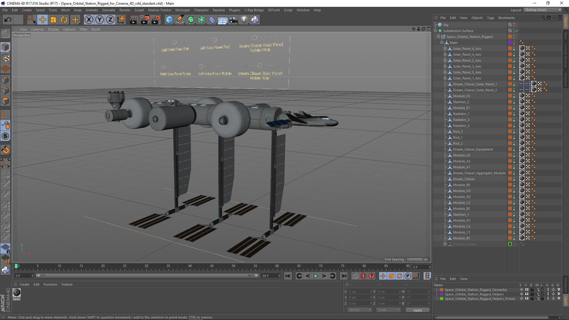 Space Orbital Station Rigged for Cinema 4D 3D