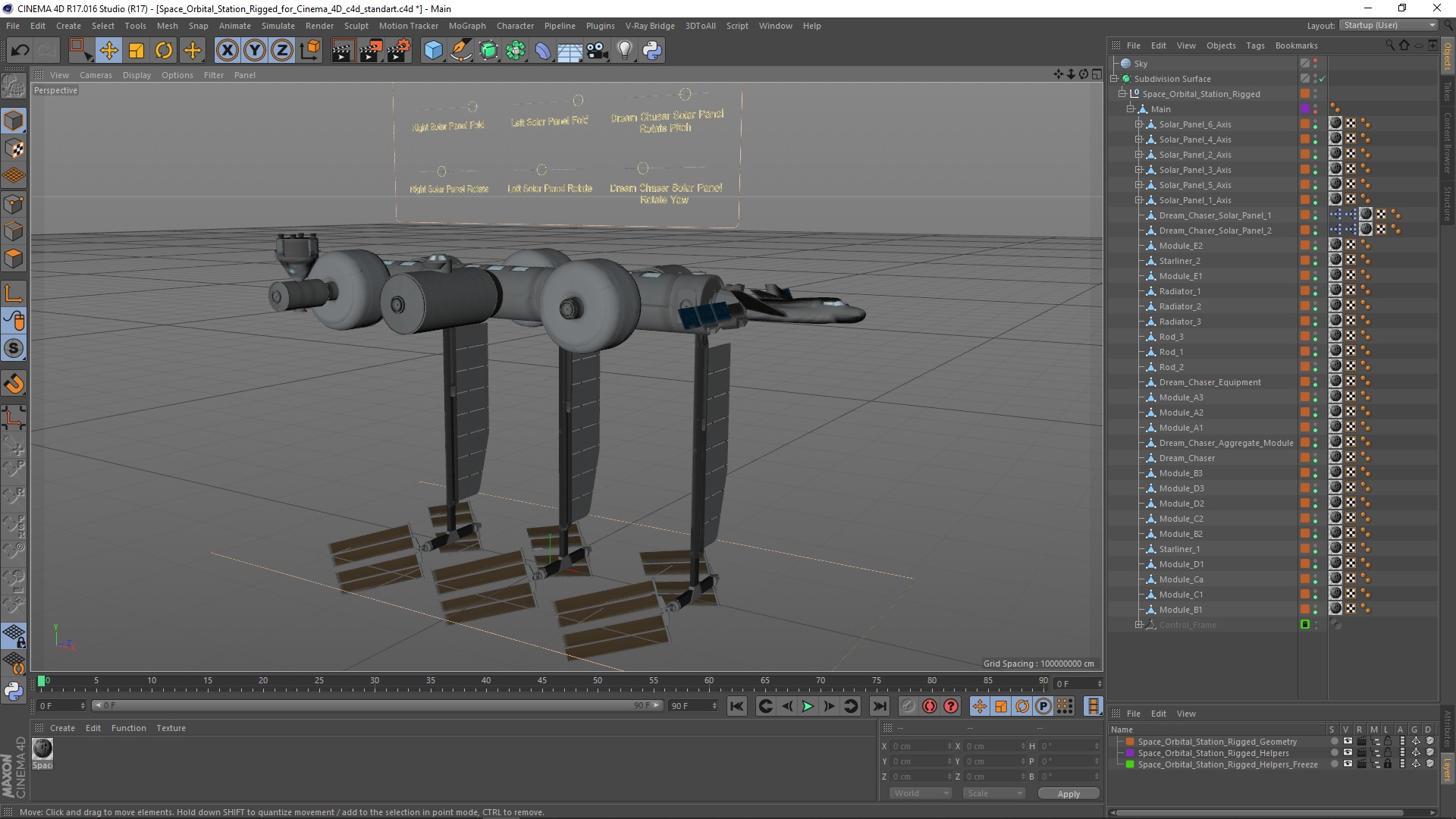 Space Orbital Station Rigged for Cinema 4D 3D