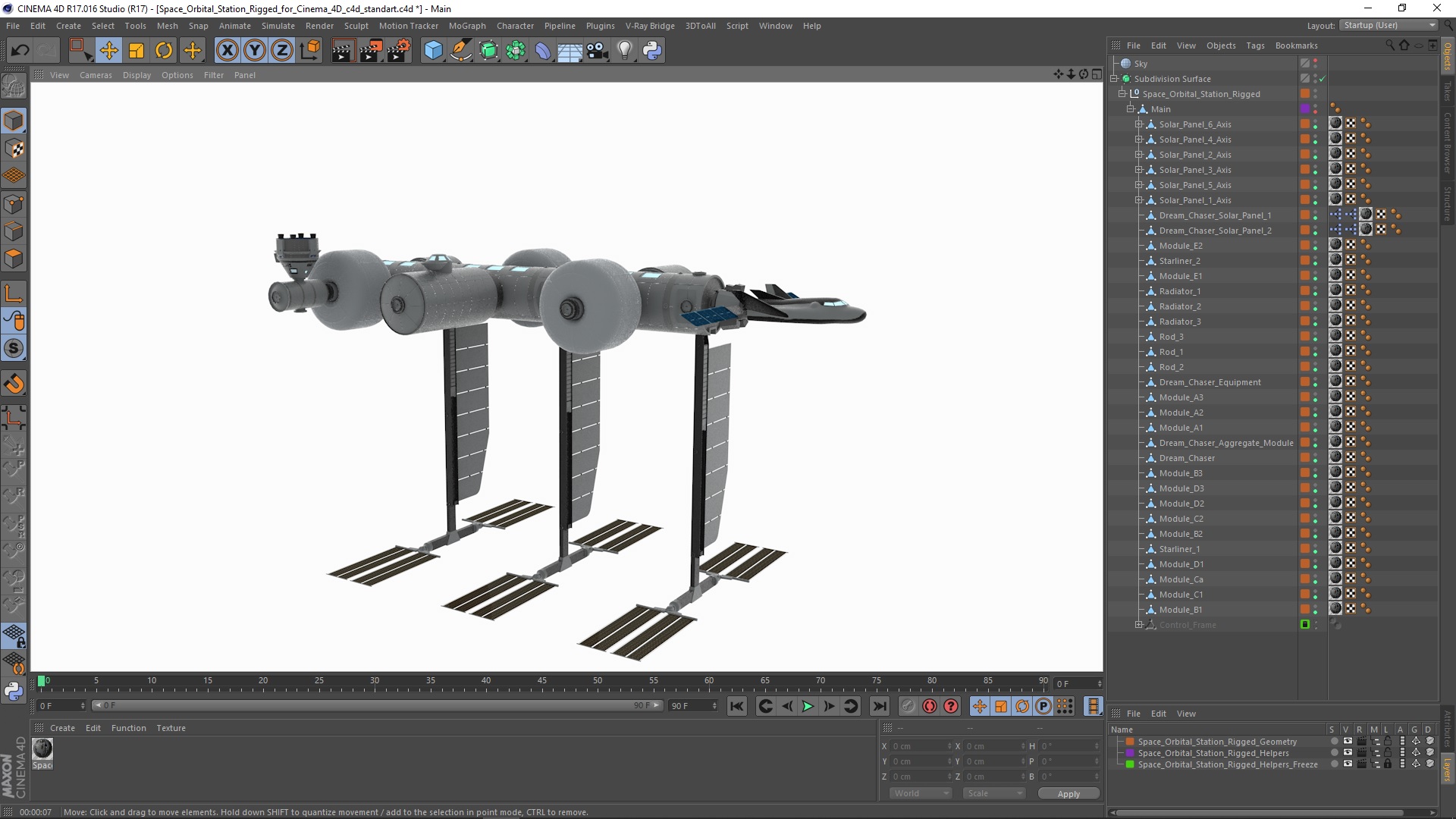 Space Orbital Station Rigged for Cinema 4D 3D
