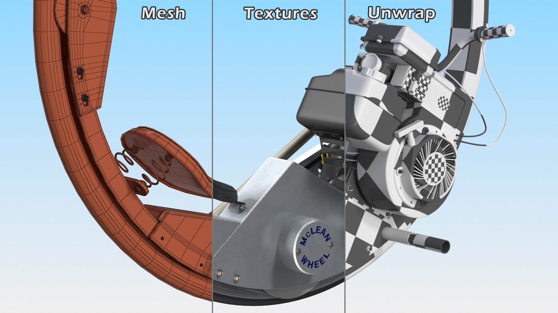 3D McLean Monocycle Rigged model