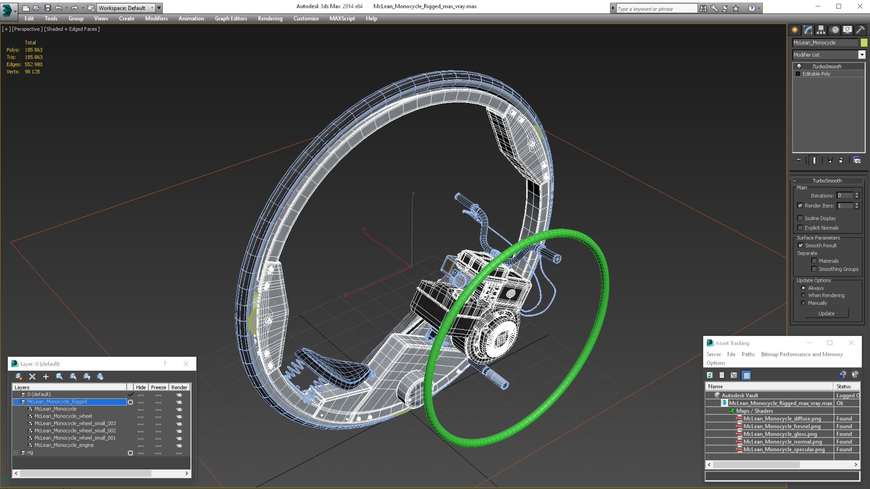 3D McLean Monocycle Rigged model