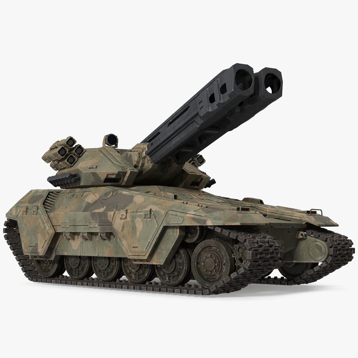 Futuristic Battle Tank in Camouflage Rigged for Cinema 4D 3D