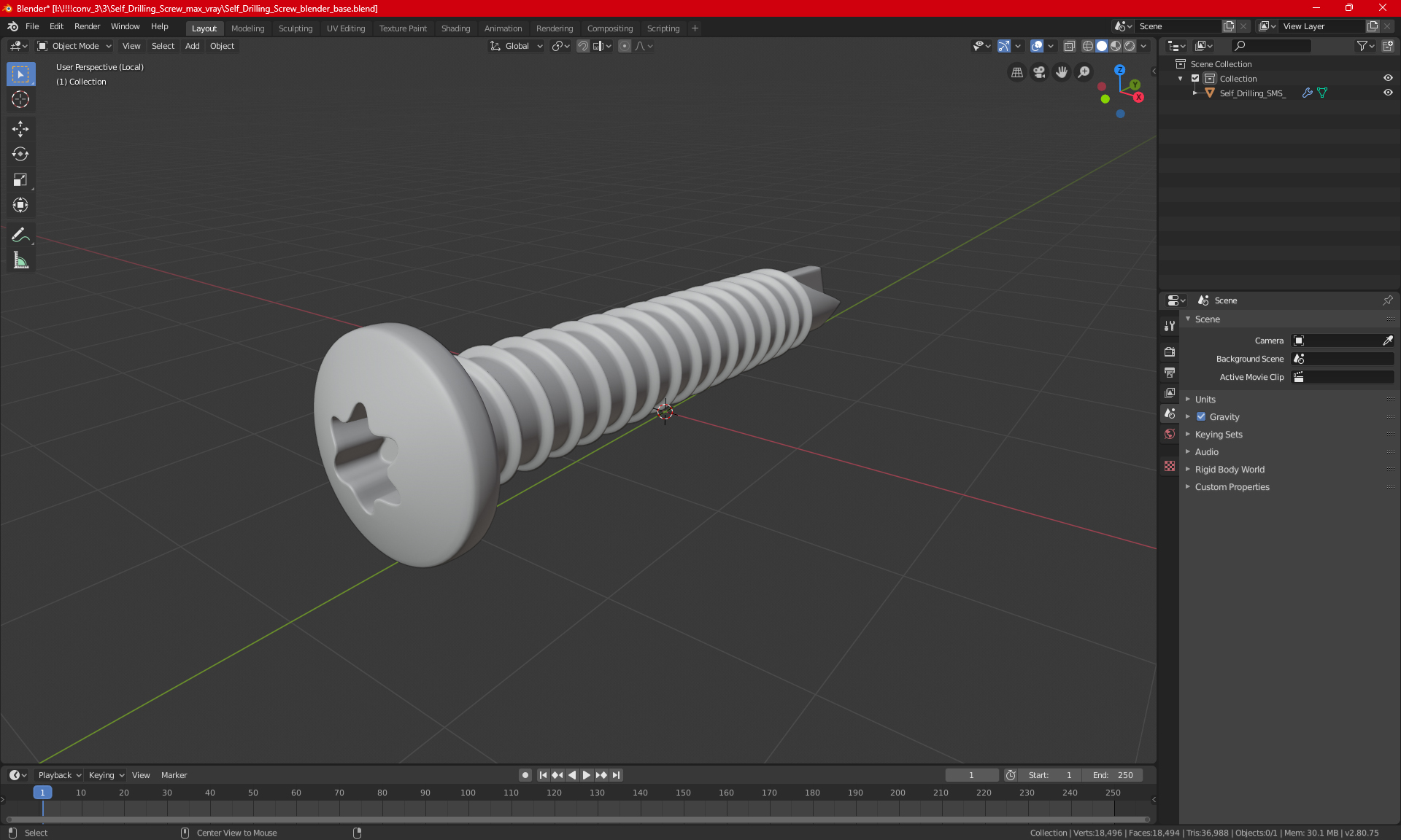 Self Drilling Screw 3D model