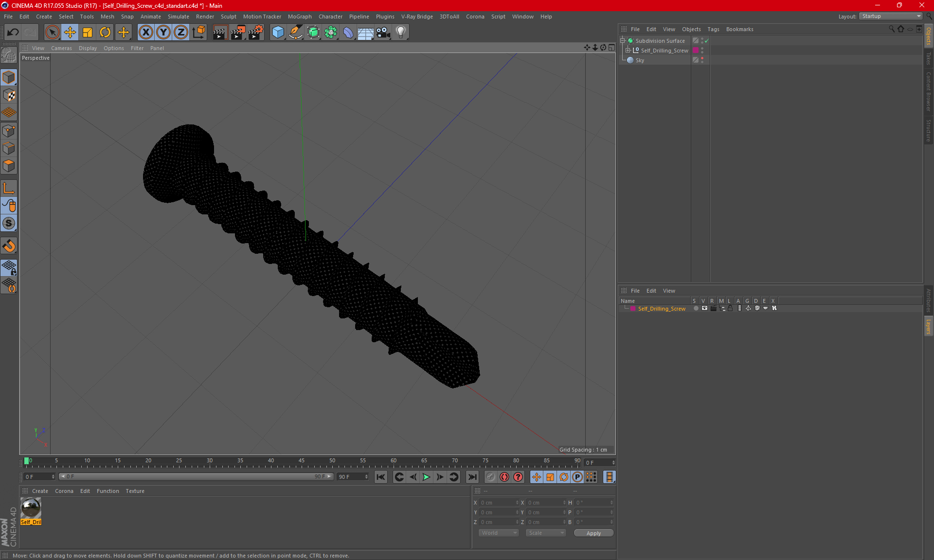 Self Drilling Screw 3D model