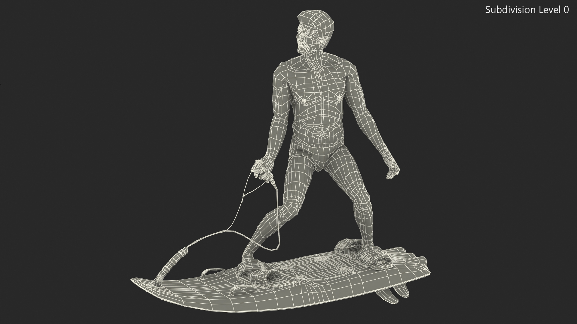 Motorised Surfboard Jet Surf Green With Asian Man 3D model