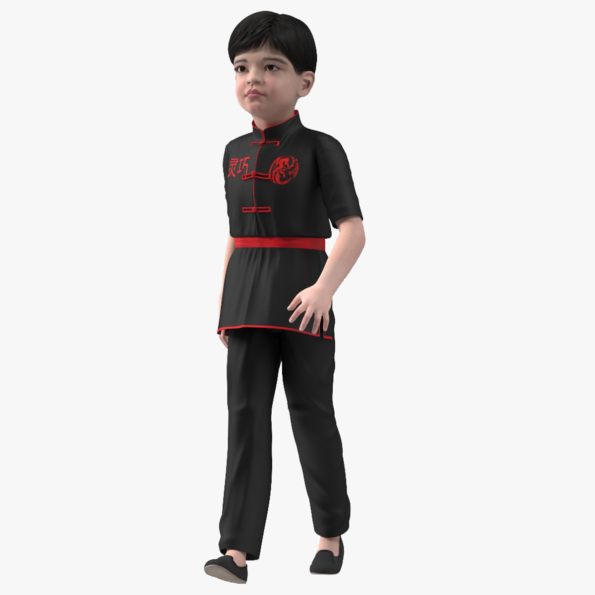 3D Asian Child Boy in Kimono Rigged for Cinema 4D