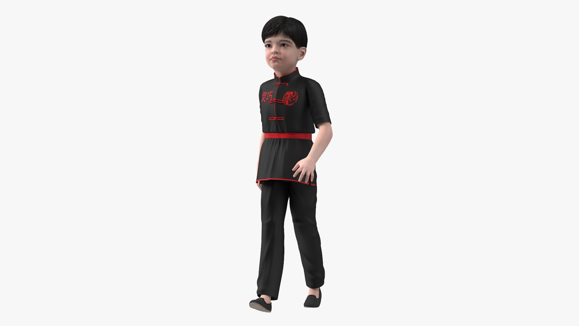 3D Asian Child Boy in Kimono Rigged for Cinema 4D