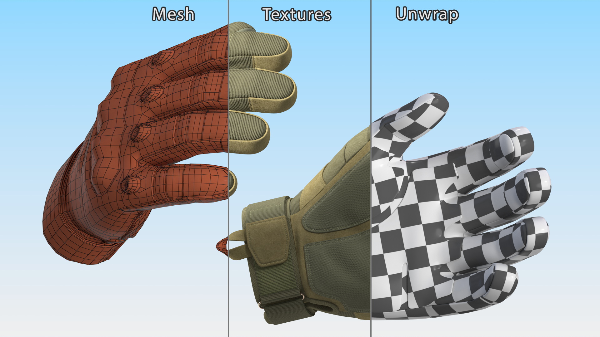 3D model Military Gear Gloves