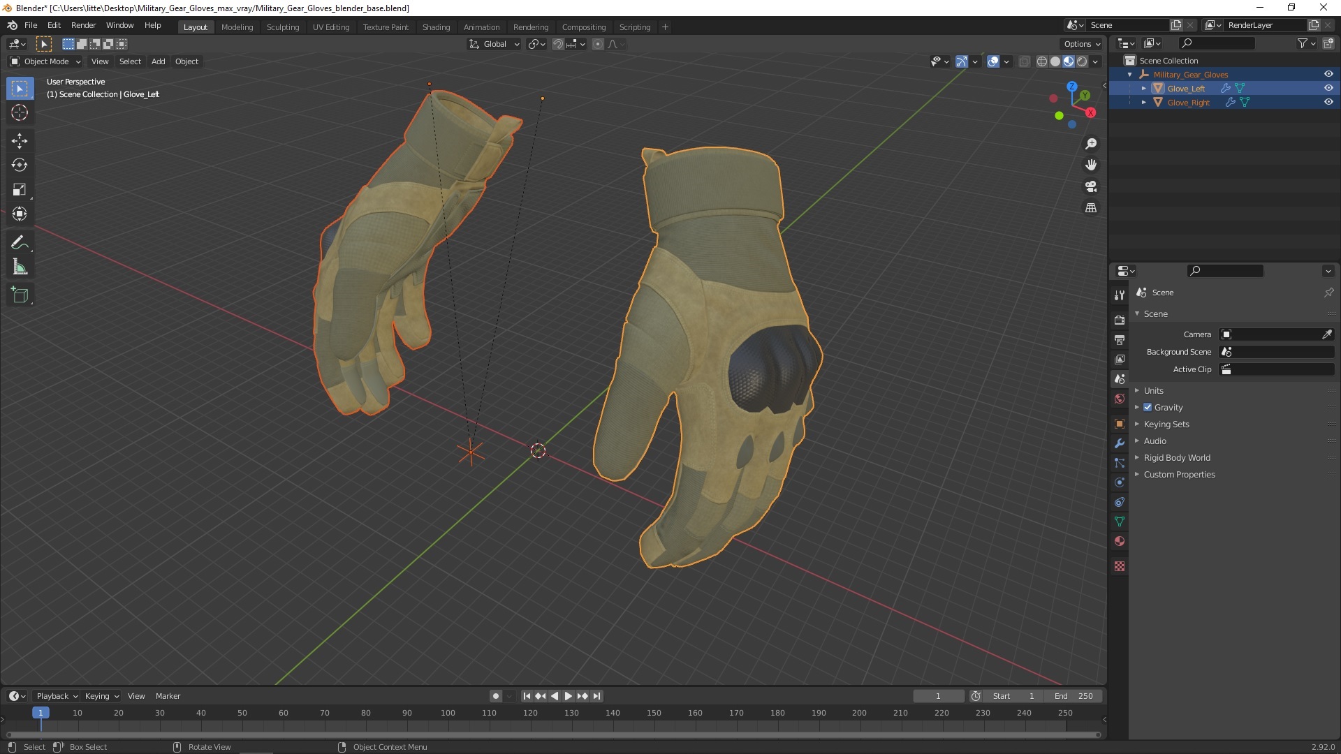 3D model Military Gear Gloves