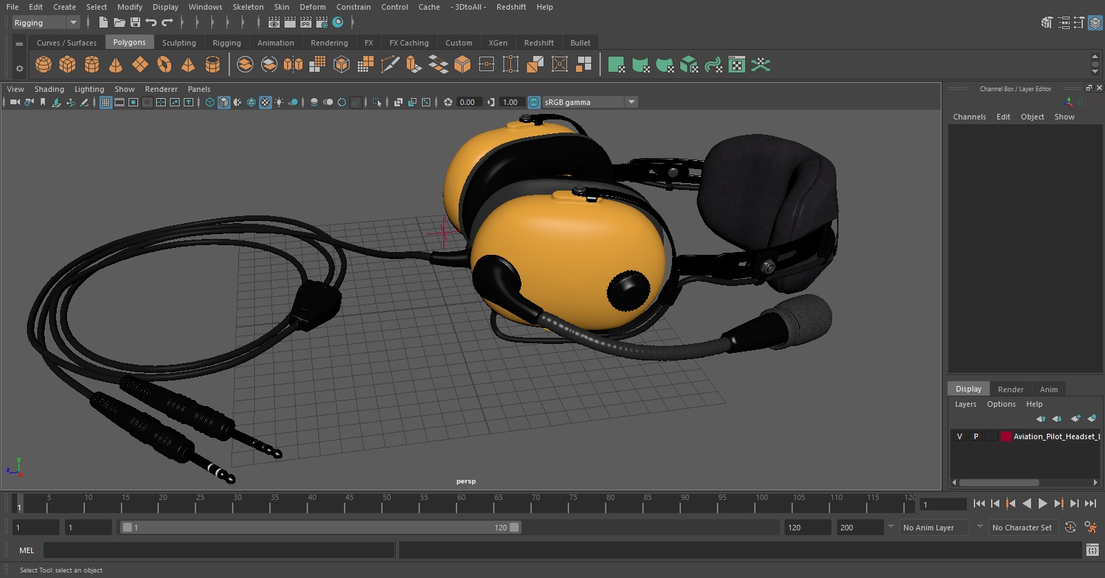 Aviation Pilot Headset Lies Pose 3D