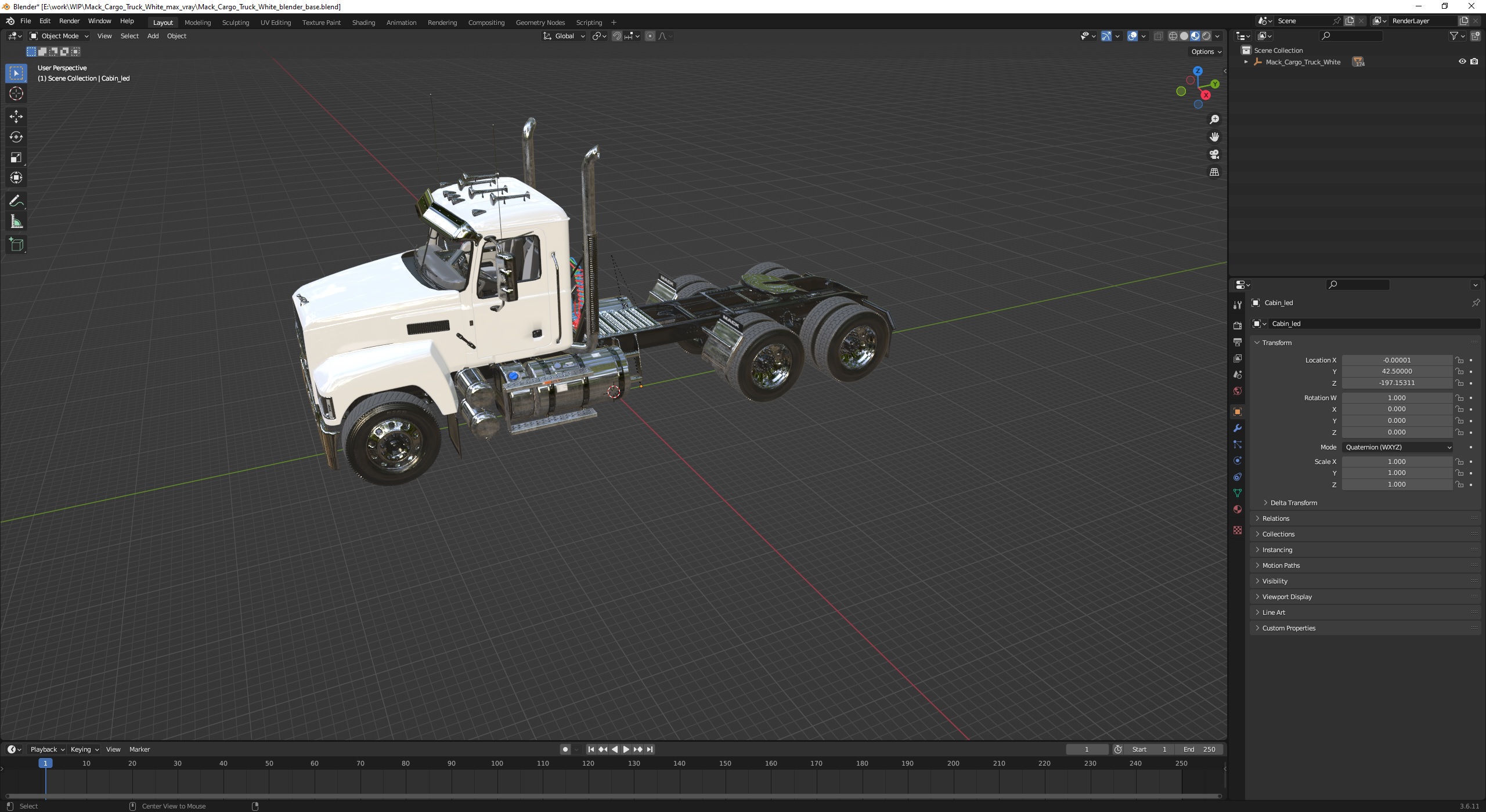 Mack Cargo Truck White 3D