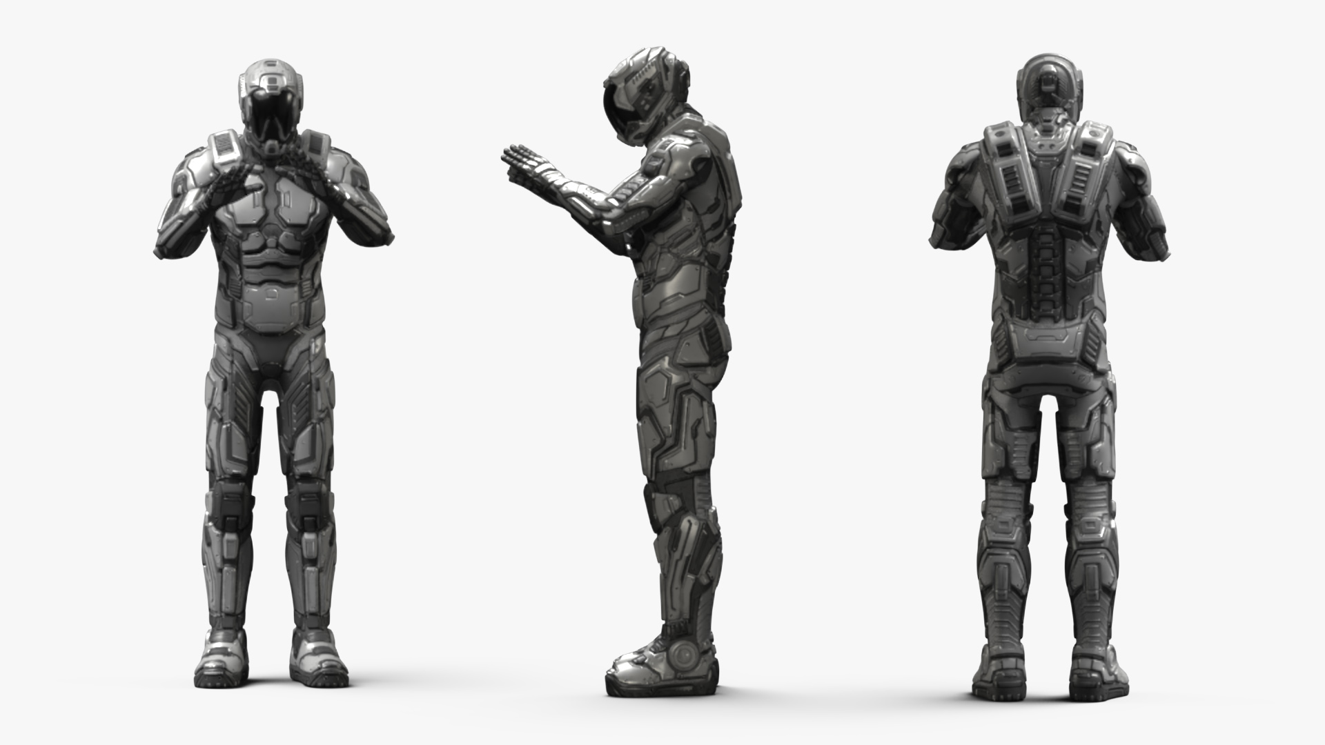3D Futuristic Armored Soldier Character