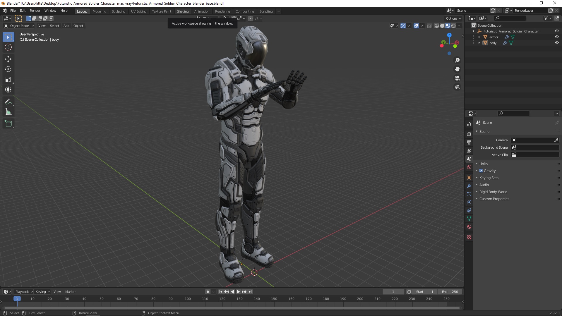 3D Futuristic Armored Soldier Character