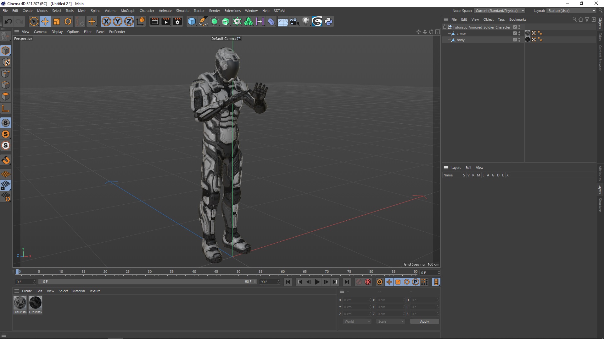 3D Futuristic Armored Soldier Character