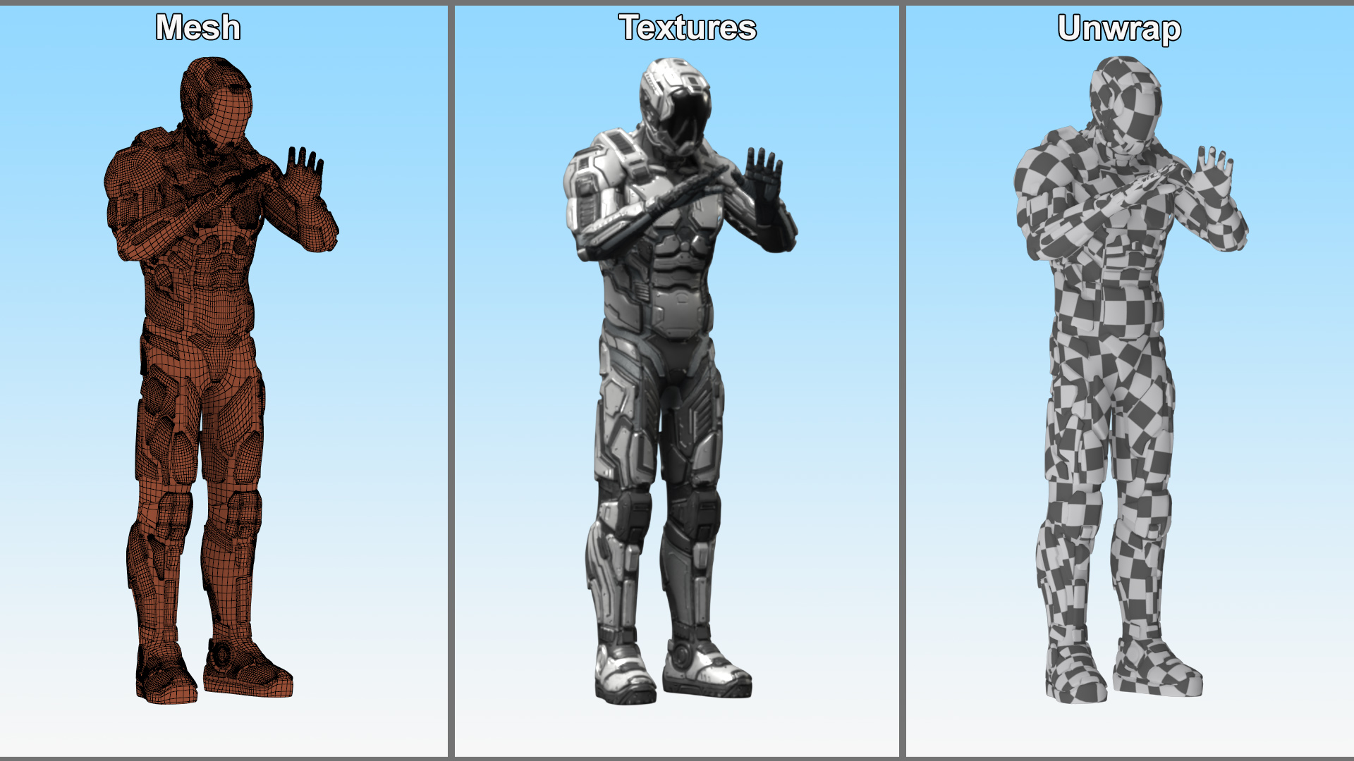 3D Futuristic Armored Soldier Character