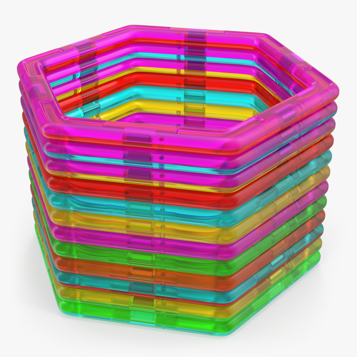 Magnetic Designer Colored Hexagons 3D Models Set
