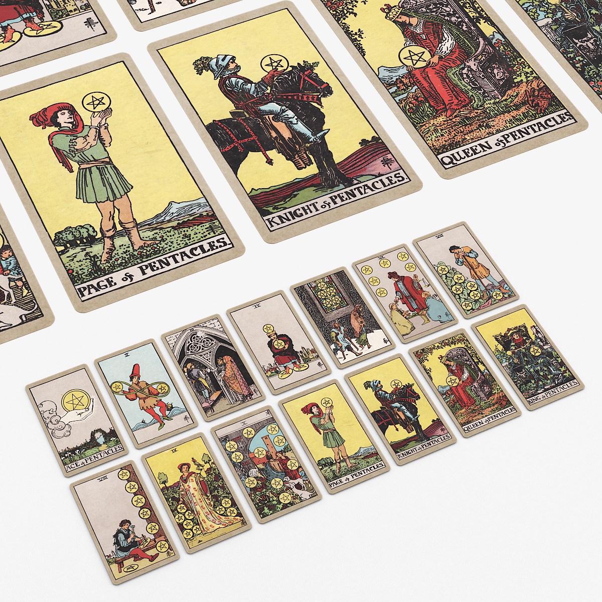 Rider Waite Suit of Pentacles Tarot Cards