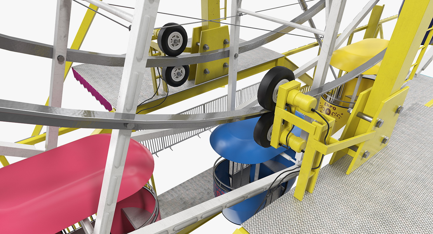 Small Town Carnival Ferris Wheel Rigged 3D model