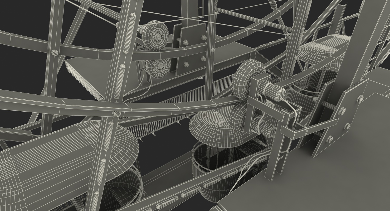 Small Town Carnival Ferris Wheel Rigged 3D model