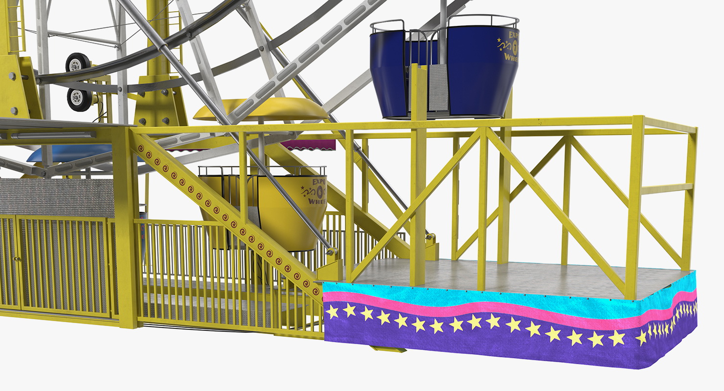 Small Town Carnival Ferris Wheel Rigged 3D model