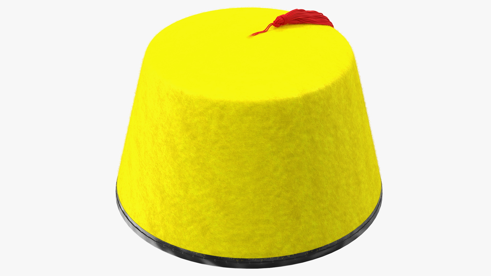 3D Traditional Arabic Yellow Fez Hat With Red Tassel Fur model
